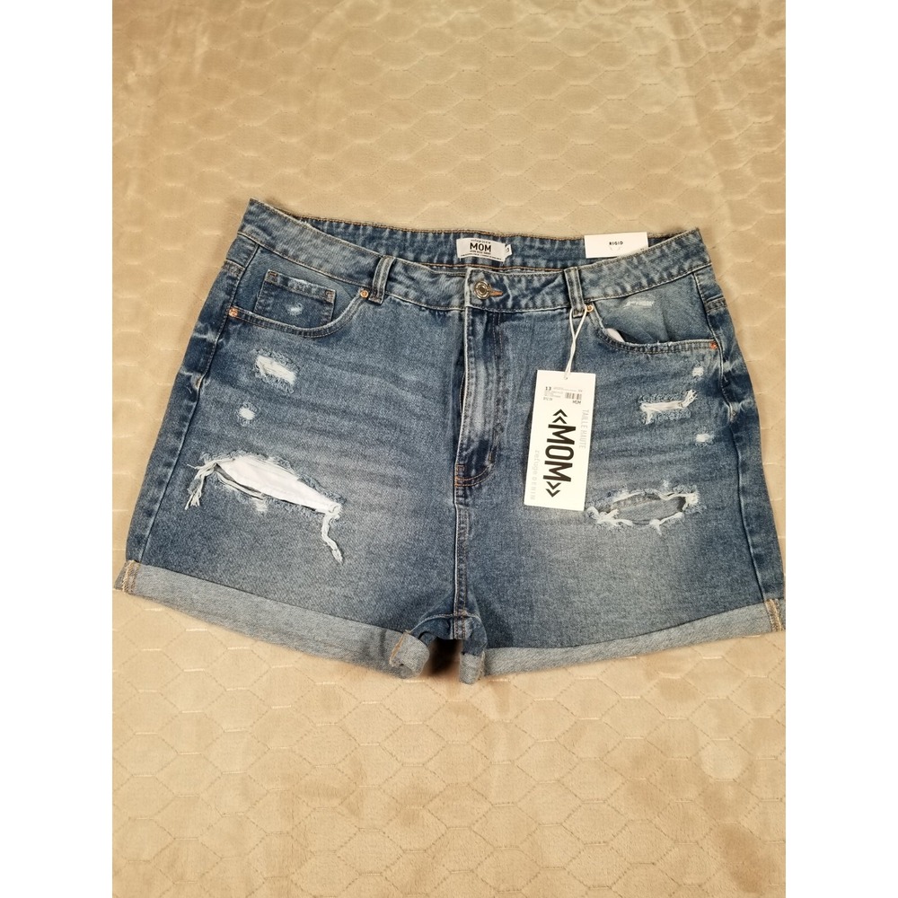 Refuge Womens Mom High Rise Denim Shorts Sz 13 NEW NWT